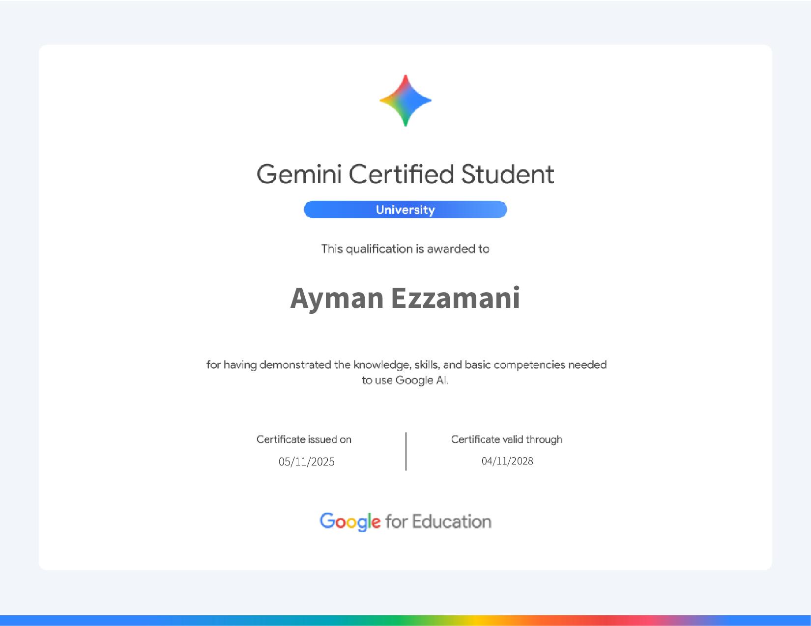 Aperçu du Gemini Certified Student – University